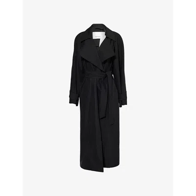 The Frankie Shop Womens Black Astoria Cut-out Sleeve Woven Trench Coat
