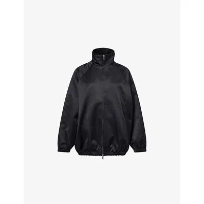 The Frankie Shop Womens Black Baxter Funnel-neck Satin Track Jacket