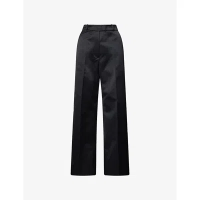 The Frankie Shop Womens Black Brickell Wide-leg Satin Trousers Xxs