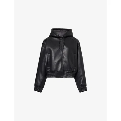 The Frankie Shop Womens Black Jackson Faux Leather Bomber Jacket Xxs