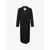 The Frankie Shop Womens Black Jane Double-breasted Woven Long Coat Xs In Black