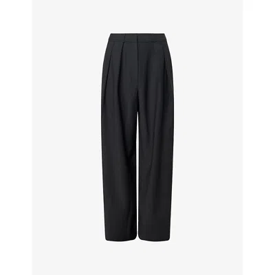The Frankie Shop Womens Black Ripley Pleated Stretch-woven Trousers