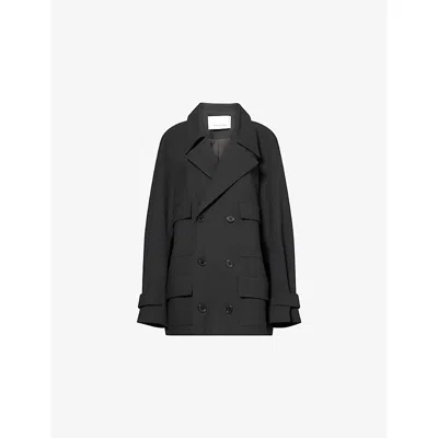 The Frankie Shop Womens Stanton Trapeze Double-breasted Stretch-woven Jacket Black Xxs In Multi