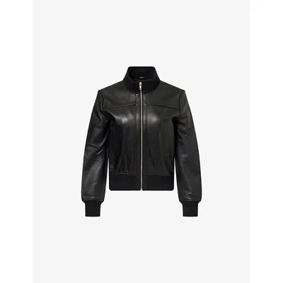 The Frankie Shop Womens Tobias Regular-fit Leather Bomber Jacket Black