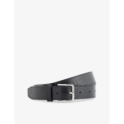 The Frankie Shop Womens Black/silver Toni Croc Leather Belt