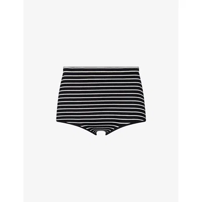 The Frankie Shop Womens Black/white Stripe Alissa Striped Knitted Shorts