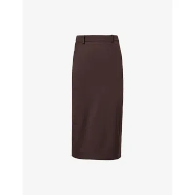 The Frankie Shop Womens Alrose High-rise Woven Midi Skirt Brown Xs In Black