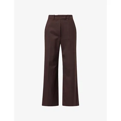 The Frankie Shop Womens Brickell Wide-leg Woven Trousers Brown Xs