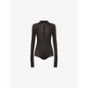 The Frankie Shop Womens Brown Solana Ribbed Wool, Silk And Cashmere Polo Bodysuit In Brown