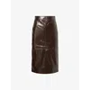 The Frankie Shop Womens Taney Crackled Faux-leather Midi Skirt Brown In Brown