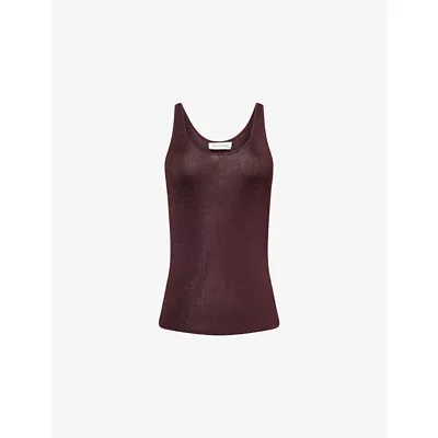 The Frankie Shop Womens Burgandy Rivo Scoop-neck Knitted Top In Brown