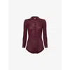 The Frankie Shop Womens Burgandy Solana Polo-collar Wool, Silk And Cashmere Bodysuit