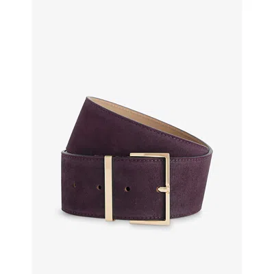 The Frankie Shop Womens Burgundy/gold Evro Suede Leather Belt Xs In Multi