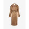 The Frankie Shop Womens Pembroke Double-breasted Faux-suede Trench Coat Camel In Multi
