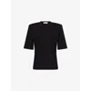 The Frankie Shop Womens Carrington Padded-shoulder Cotton-jersey T-shirt Black In Black