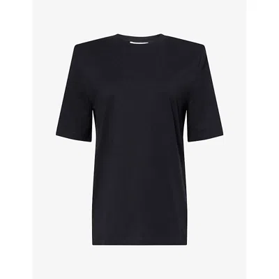 The Frankie Shop Womens Carrington Padded-shoulder Cotton-jersey T-shirt Black Xl