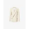 The Frankie Shop Womens Cement Newark Double-breasted Wool-blend Blazer In White