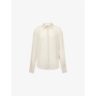 The Frankie Shop Womens Cement Peri Sheer Georgette Woven Shirt Xs In White
