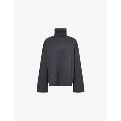 The Frankie Shop Womens Charcoal Rhea Trapeze Turtleneck Wool And Cotton Jumper In Gray