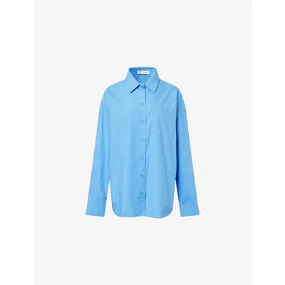 The Frankie Shop Womens Ornella Oversized Cotton-poplin Shirt Cobalt In Blue