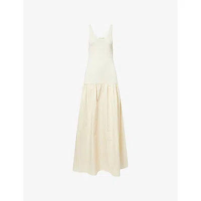 The Frankie Shop Womens Cream Iliya Drop Waist Cotton Blend Maxi Dress In Neutral