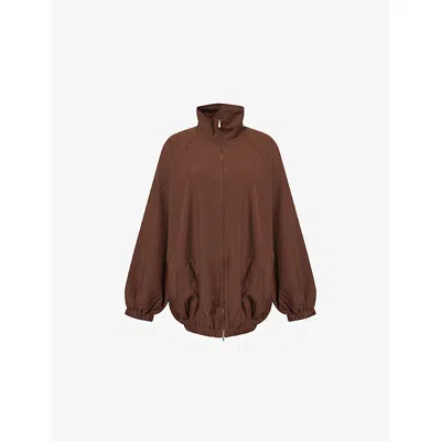 The Frankie Shop Womens Baxter Oversized Woven Track Jacket Dark Brown Xs