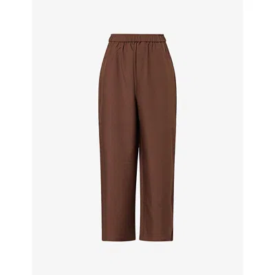The Frankie Shop Womens Baxter Wide-leg Woven Trousers Dark Brown Xs