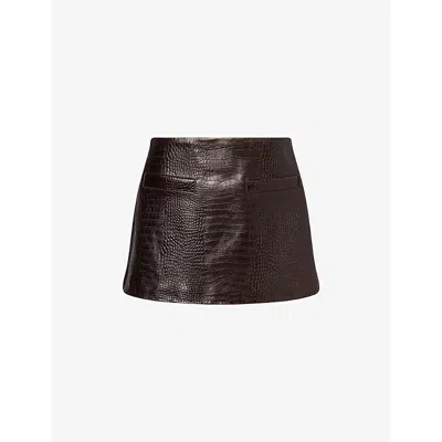 The Frankie Shop Womens Dark Brown Rory Croc-effect Leather Mini Skirt Xxs
