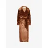 The Frankie Shop Womens Dark Camel Joni Notched-lapel Faux-fur Coat In Brown