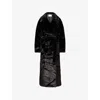 The Frankie Shop Womens Dark Espresso Joni Notched-lapel Faux-fur Coat Xs In Black