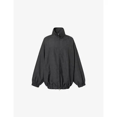 The Frankie Shop Womens Baxter Plaid Woven Track Jacket Dark Grey Xxs In Animal Print