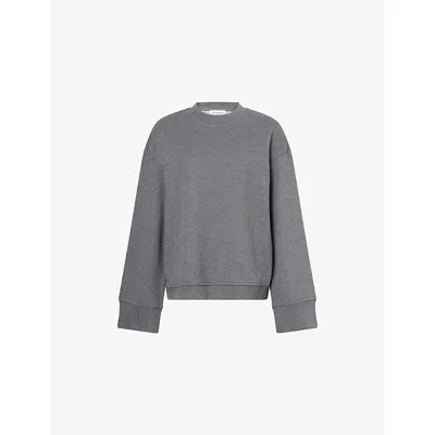 The Frankie Shop Womens Dark Grey Melange Talia Relaxed-fit Jersey Sweatshirt