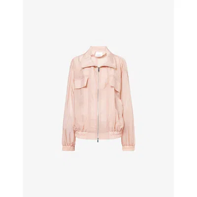 The Frankie Shop Womens Faded Pink Drea Stand-collar Sheer Bomber Jacket Xs