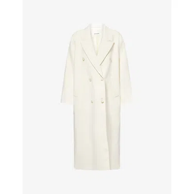 The Frankie Shop Womens Gaia Double-breasted Wool-blend Coat Ivory Xxs In White