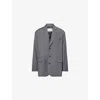 The Frankie Shop Womens Dark Grey Melange Gelso Oversized Woven Blazer Xs In Gray