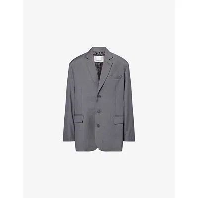 The Frankie Shop Womens Dark Grey Melange Gelso Oversized Woven Blazer Xs In Gray