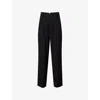 The Frankie Shop Womens Gelso Pleated Woven-twill Trousers Black In Black