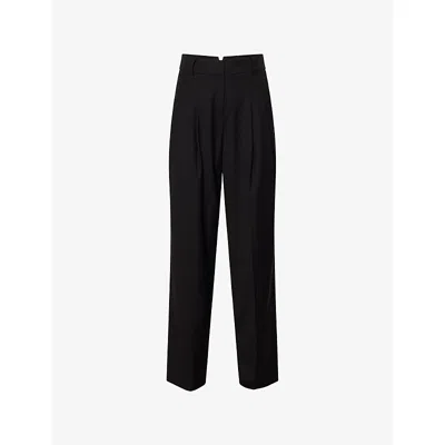 The Frankie Shop Womens Gelso Pleated Woven-twill Trousers Black