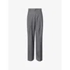 The Frankie Shop Womens Gelso Pleated Woven-twill Trousers Dark Grey Melange Xs In Gray