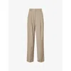 The Frankie Shop Womens Gelso Pleated Woven-twill Trousers Taupe Melange