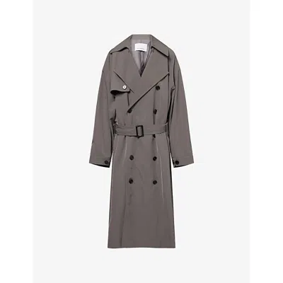The Frankie Shop Womens Grey Mavis Oversized Woven Trench Xs In Gray