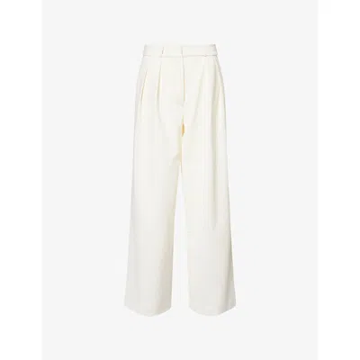 THE FRANKIE SHOP WOMENS IVORY RIPLEY PLEATED STRETCH-WOVEN TROUSERS