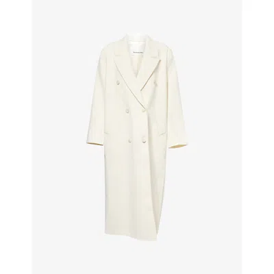 The Frankie Shop Womens White Jane Long Double-breasted Woven Coat