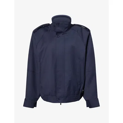 The Frankie Shop Womens Kelly High-neck Woven Jacket Navy In Blue