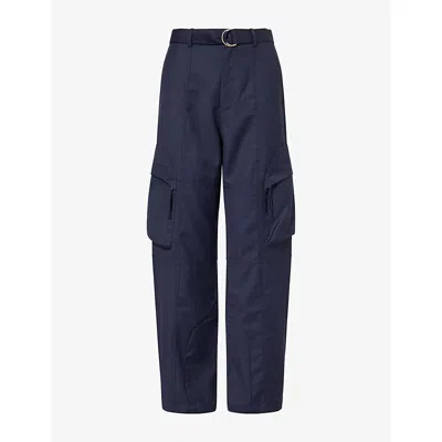 The Frankie Shop Womens Kelly Woven Cargo Trousers Navy In Blue