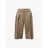The Frankie Shop Womens Khaki Bilbao Pleated Wool Bermuda Shorts