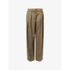 The Frankie Shop Womens Khaki Daytona Pleated Wool Trousers