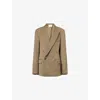 The Frankie Shop Womens Khaki Newark Double-breasted Wool-blend Blazer