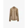 The Frankie Shop Womens Khaki Peri Sheer Georgette Woven Shirt In Brown