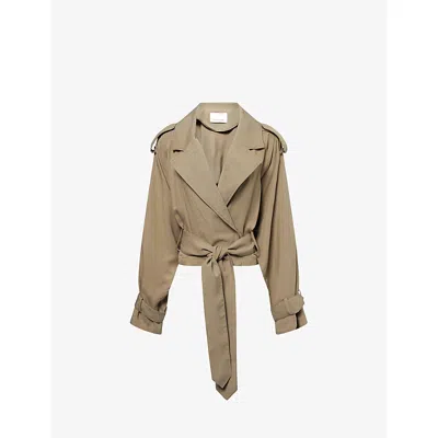 The Frankie Shop Womens Khaki Simona Short Woven Trench Coat Xs